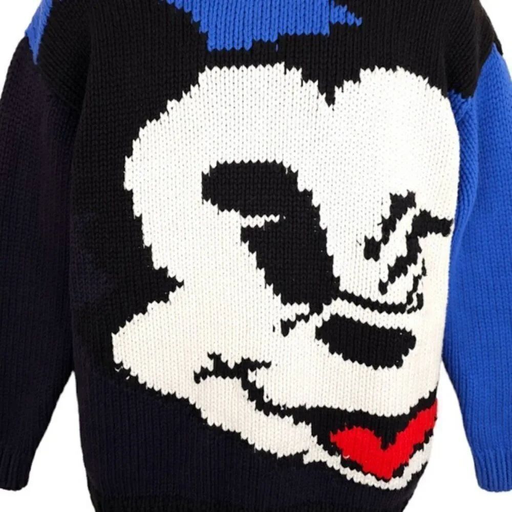 Mickey Mouse Sweater Mens Size Small Blue Black Colorblock Disney Wink